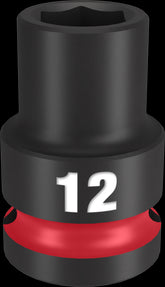 Milwaukee SHOCKWAVE Impact Duty Series 49-66-6244 Shallow Impact Socket, 12 mm Socket, 1/2 in Drive, Square Drive